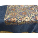 Modern blue chenille and brocade bedspread/throw