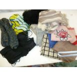 Assorted woollen scarves, a Marni cotton sunhat, a black corset labelled 'La Perla' (size 3),
