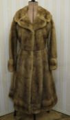 1970's-style mink coat, A-line, with belt and a banded hem