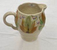 Clarice Cliff 'Autumn Leaves' pattern jug, 19.5cm high approx.