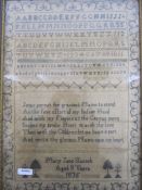 William IV alphabet sampler 'Mary Jane Slucock aged 8 years 1835', 34cm x 24cm