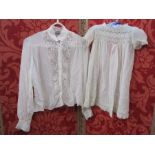 1920's/30's Organza blouse with fine lace front, silk coloured buttons, with original label '