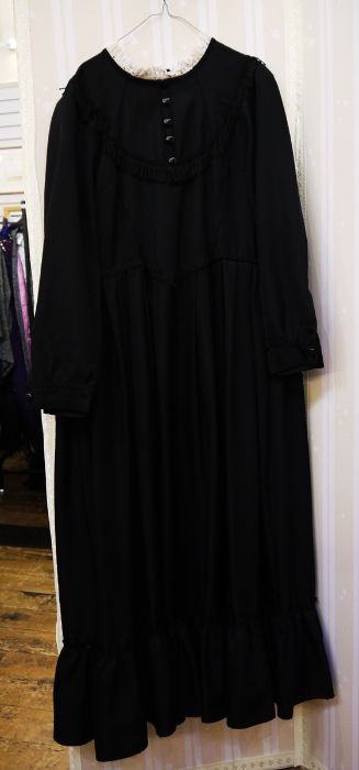 Assorted theatrical dress to include a Victorian-style skirt made for a bustle and a black