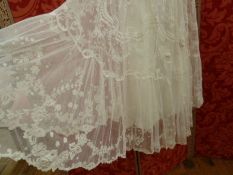 Victorian black lace overskirt lined in modern pink silk, black with train and a white Victorian