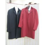 Quantity of vintage and later mens suits and jackets, a satin and velvet three-quarter length coat