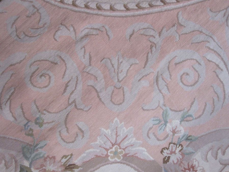 Large modern machine needlepoint carpet/rug, mainly pinks, pale blues, patterned with roses, - Image 8 of 8