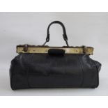 Edwardian small Gladstone bag with metal fittings Condition ReportPlease see additional images