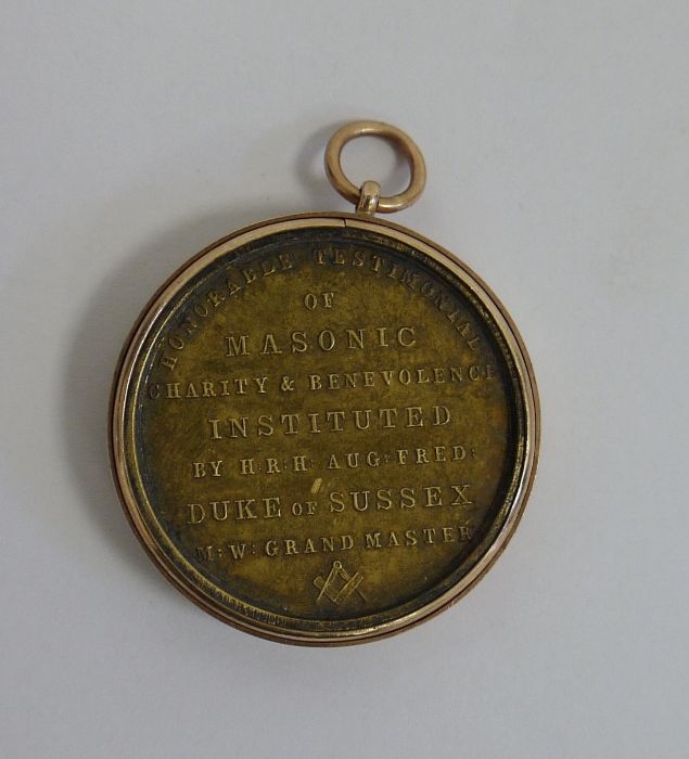 Gilt Masonic medal for the Masonic Charity and Benevolence instituted by the Duke of Sussex dated - Image 2 of 2