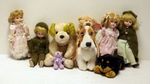 GUND teddy bear, dolls and other soft toys (1 box)