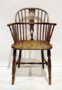Elm and yew windsor chair, probably North East England/Lincolnshire, with carved and pierced