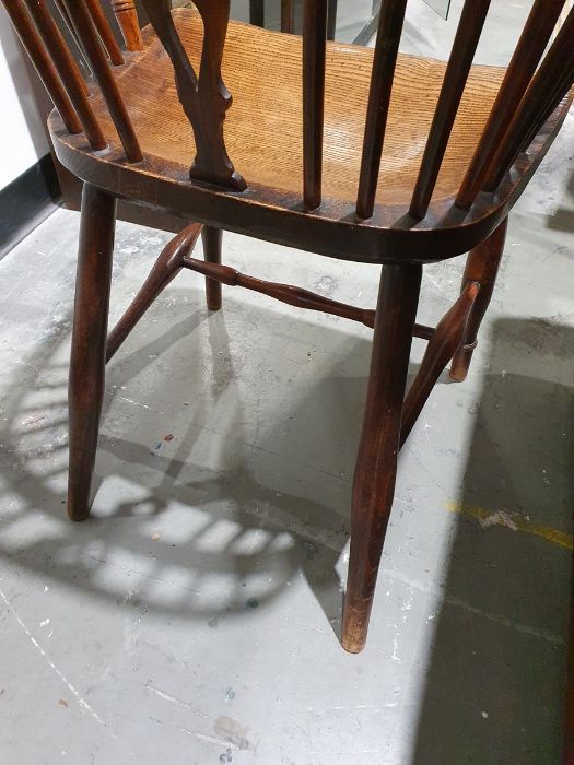 Elm and yew windsor chair, probably North East England/Lincolnshire, with carved and pierced - Image 13 of 16