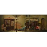 W Stevenson (20th century)  Oil on canvas board Exterior view of an antiques shop, signed and