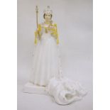 Modern Coalport model of Queen Elizabeth II, 23cm high