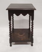 Early 20th century two-tier square top side table on barleytwist supports, 45cm x 45cm x 75cm and