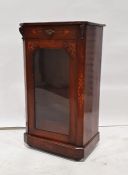 Edwardian figured walnutwood and marquetry inlaid small glazed side cabinet with single drawer and