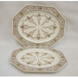 Two Victorian Cauldon meat plates, graduated, registered no. 47539 (2)