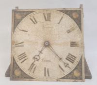 30-hour longcase movement as a bracket clock, a painted 11" square dial decorated with fruit and