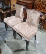 Pair of oxbow back office reception chairs with pink and cream upholstery (2)