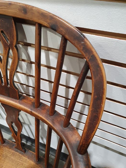 Elm and yew windsor chair, probably North East England/Lincolnshire, with carved and pierced - Image 2 of 16