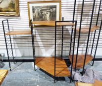 Mid century modern Ladderax shelving system to include cabinet with sliding doors, cupboard with
