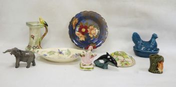 Honiton pottery oval two-handled dish, a Royal Doulton floral decorated bowl, a Beswick model of