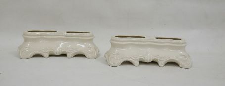 Two Nymphenburg blanc de chine posy bowls (2)