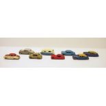 Quantity of loose diecast Dinky Toys to include 190 caravan, blue and tan Hudson Sedan, brown and