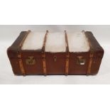 Leather and canvas steamer trunk