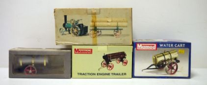 Mamod water cart, boxed, Mamod Traction engine, boxed, Mamod Traction engine trailer, boxed and a