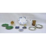 Studio pottery terracotta jug, a white ground vase, a salt pig, assorted plates and bowls, etc (16)