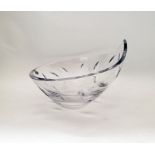 A Rogaska large glass bowl with cut leaf shaped decoration together with a pair of Rogaska cut glass