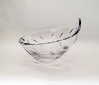 A Rogaska large glass bowl with cut leaf shaped decoration together with a pair of Rogaska cut glass