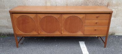 Mid century modern Nathan 'Circles' teak sideboard, 182cm x 78cm Condition ReportNumerous surface