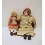 Armand Marseille bisque headed doll with sleeping eyes and ball jointed composition body, 37cm