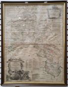 18th century hand-coloured map of Oxfordshire by Thomas Kitchin, 71cm x 53cm