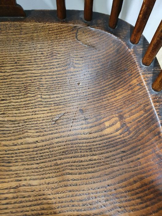 Elm and yew windsor chair, probably North East England/Lincolnshire, with carved and pierced - Image 8 of 16
