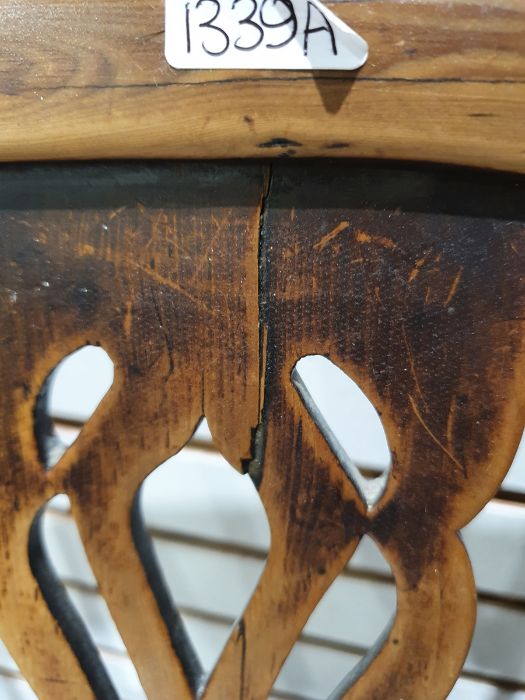 Elm and yew windsor chair, probably North East England/Lincolnshire, with carved and pierced - Image 16 of 16