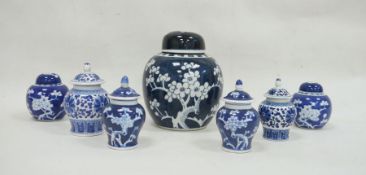 Seven assorted Chinese ginger jars, one large and six smaller (7)