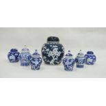 Seven assorted Chinese ginger jars, one large and six smaller (7)