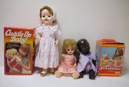 Palitoy 'Cuddle Up Baby' boxed, black doll, assorted dolls, knit stitcher boxed and a large quantity