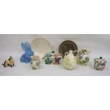 Wadeheath model of a rabbit, a Bridgewater jug, a lidded dish and conserve pot, a Nicola Fasano jug,