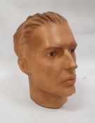 Plaster mannequin head of a young man, 28cm high  Condition ReportSome surface scratches and scuffs,