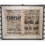 Victorian advertising poster for The Surrey Theatre, October 1853, 37cm x 50cm