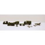 Quantity of loose diecast military Dinky toys to include 641 Army 1 Ton Cargo Truck, 623 Army Wagon,