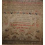 Two 19th century needlework samplers by Jane Weatherill, one aged 10 years dated 1845 with