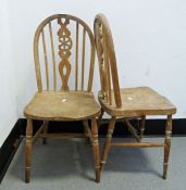 Pair of elm-seated wheelback child's chairs (2)