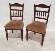 Set of four late 19th/early 20th century dining chairs with carved top rails and turned front