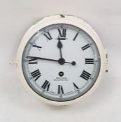 Smiths wall clock in circular dial with Roman numerals, in cream painted metal casing