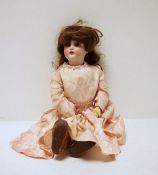 Heubach Koppelsdorf bisque headed doll with sleeping blue eyes, no.250/5, 61cm high