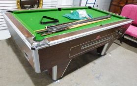 Supreme 20th century slate bed pool table and related cues and balls  Condition ReportSome wear to